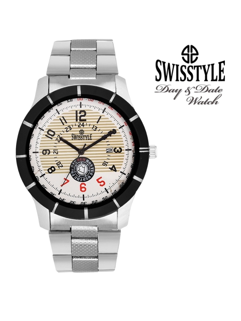 SWISSTYLE Men White Brass Dial & Silver Toned Bracelet Style Analogue Watch SS-GR6097
SWISSTYLE Men White Brass Dial & Silver Toned Bracelet Style Analogue Watch SS-GR6097