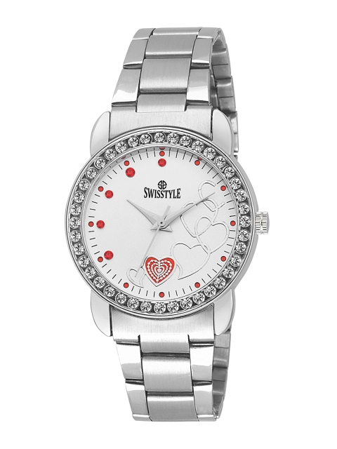 SWISSTYLE Women Multicoloured Brass Embellished Dial & Silver Toned Bracelet Style Straps Analogue Watch, White
SWISSTYLE Women Multicoloured Brass Embellished Dial & Silver Toned Bracelet Style Straps Analogue Watch, White