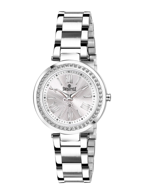SWISSTYLE Women White Brass Embellished Dial & Stainless Steel Bracelet Style Straps Analogue Watch
SWISSTYLE Women White Brass Embellished Dial & Stainless Steel Bracelet Style Straps Analogue Watch