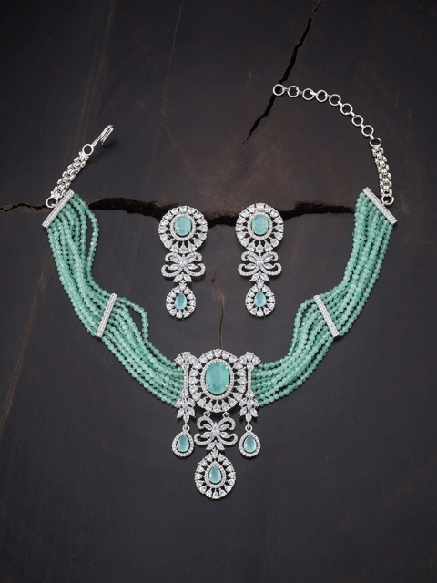 Kushal's Fashion Jewellery Sea Green & White Rhodium-Plated CZ Studded Jewellery Set
Kushal's Fashion Jewellery Sea Green & White Rhodium-Plated CZ Studded Jewellery Set