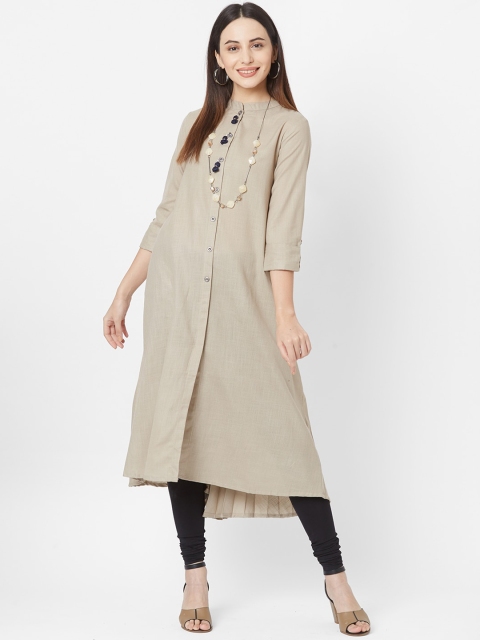 FASHOR Women Brown Mirror Work Kurta