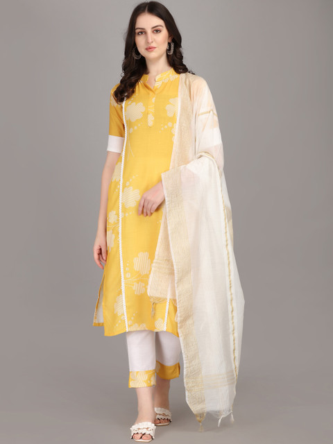 Fashion Booms Women Yellow Ethnic Motifs Yoke Design Panelled Pure Cotton Kurti with Trousers & With Dupatta
Fashion Booms Women Yellow Ethnic Motifs Yoke Design Panelled Pure Cotton Kurti with Trousers & With Dupatta