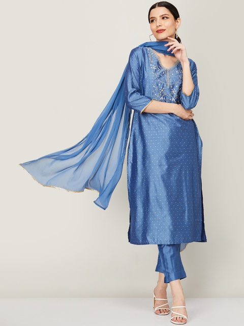 Melange by Lifestyle Women Blue Ethnic Motifs Yoke Design Angrakha Kurti with Trousers & With Dupatta
Melange by Lifestyle Women Blue Ethnic Motifs Yoke Design Angrakha Kurti with Trousers & With Dupatta