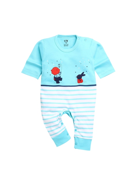 Hopscotch Boys Blue Striped Rompers