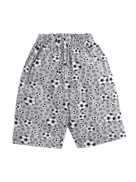 Hopscotch Boys Grey Printed Shorts
