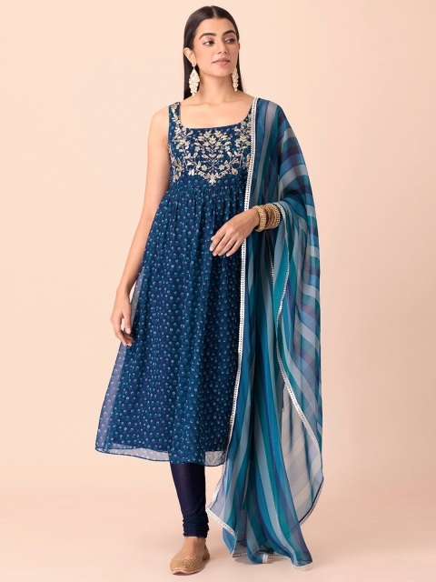 INDYA Women Blue Printed