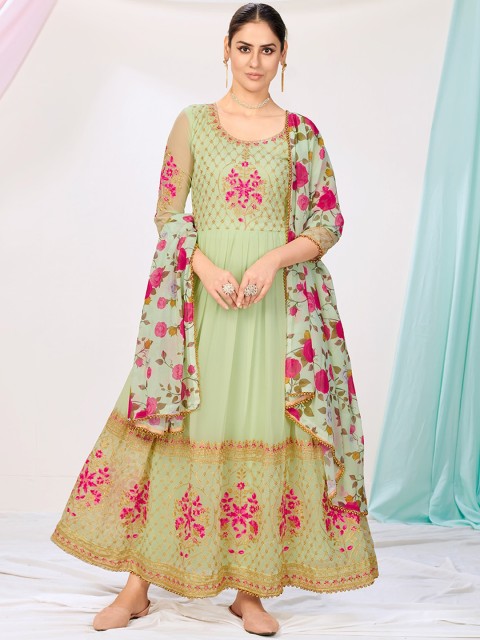 WHITE FIRE Women Green Floral Embroidered Sequinned Kurta with Trousers & With Dupatta
WHITE FIRE Women Green Floral Embroidered Sequinned Kurta with Trousers & With Dupatta