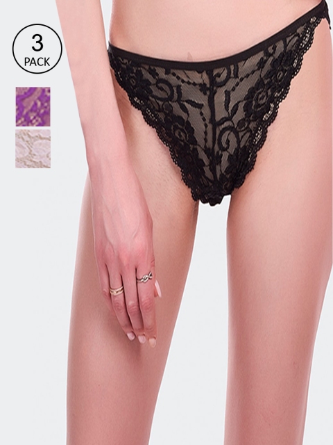 Fleurt Women Pack Of 3 Assorted Bikini Briefs