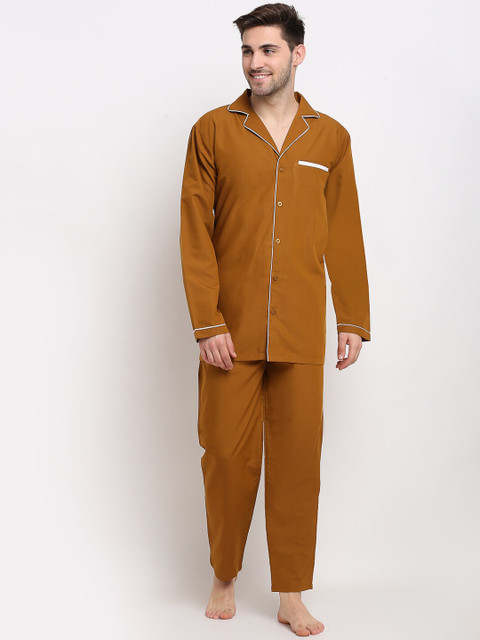 JAINISH Men Mustard & White Night suit
JAINISH Men Mustard & White Night suit