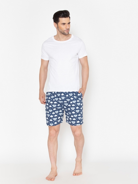 Fluffalump Men Navy Blue & Blue Night suit