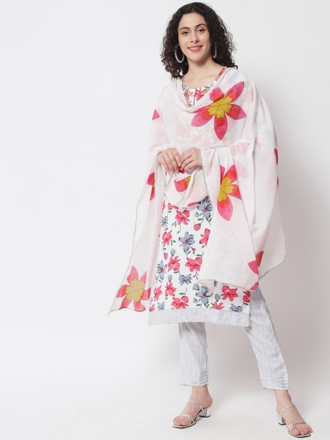 Meeranshi Women White Floral Embroidered Panelled Gotta Patti Kurta with Trousers & With Dupatta
Meeranshi Women White Floral Embroidered Panelled Gotta Patti Kurta with Trousers & With Dupatta