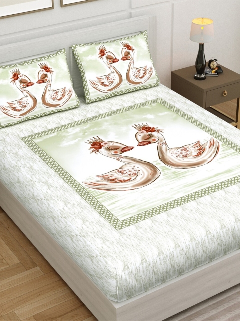 Aura Off White & Green Cartoon Characters 140 TC Pure Cotton Queen Bedsheet with 2 Pillow Covers
Aura Off White & Green Cartoon Characters 140 TC Pure Cotton Queen Bedsheet with 2 Pillow Covers