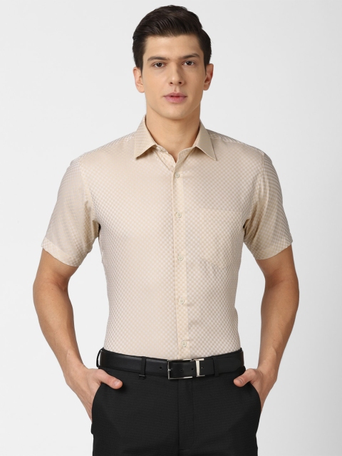 Van Heusen Men Beige Printed Formal Shirt