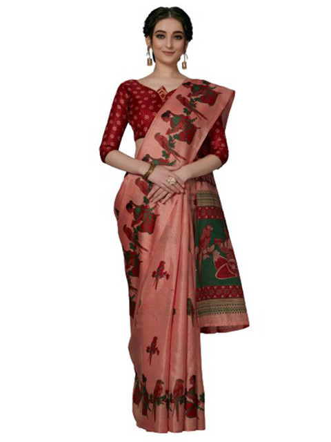 KALINI Pink & Green Ethnic Motifs Silk Blend Saree
KALINI Pink & Green Ethnic Motifs Silk Blend Saree