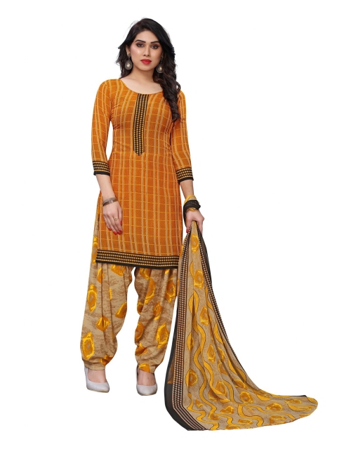 Iris Yellow & Black Printed Unstitched Dress Material