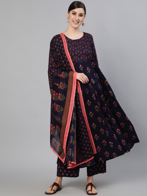 Nayo Women Navy Blue Ethnic Motifs Printed Empire Pure Cotton Kurti with Palazzos & With Dupatta
Nayo Women Navy Blue Ethnic Motifs Printed Empire Pure Cotton Kurti with Palazzos & With Dupatta