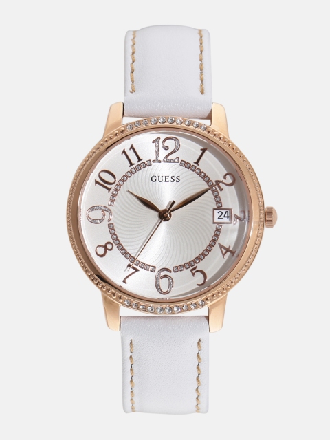 GUESS Women Cream-Coloured Dial Watch W0930L1