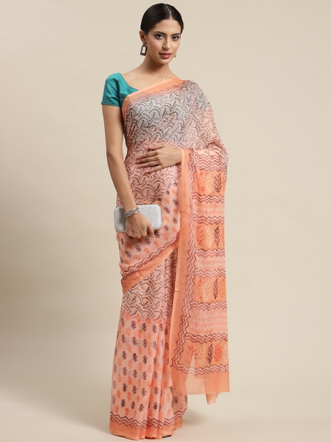 LABEL AARNA Peach-Coloured Saree