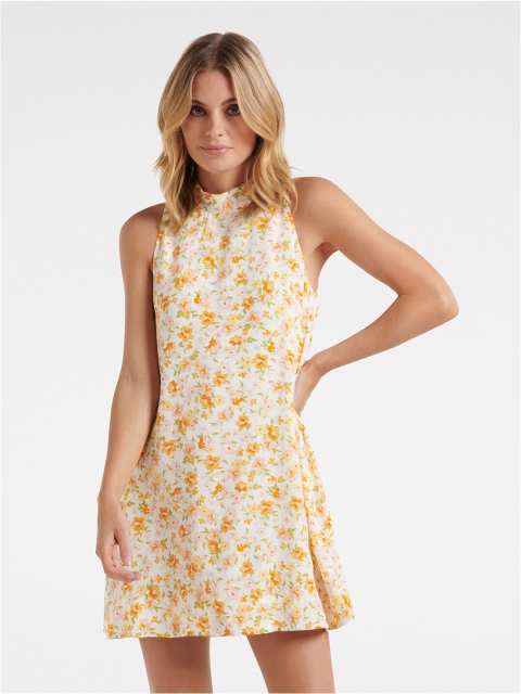 Forever New White Floral A-Line Mini Dress