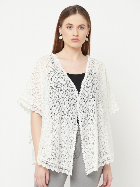 Espresso Women Off White Kimono Lace Shrug