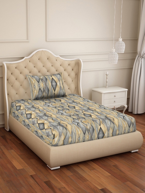 Welspun Beige & Grey Geometric 144 TC Pure Cotton Single Bedsheet with 1 Pillow Cover
Welspun Beige & Grey Geometric 144 TC Pure Cotton Single Bedsheet with 1 Pillow Cover