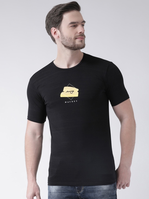 Rex Straut Jeans Men Black Printed Slim Fit T-shirt