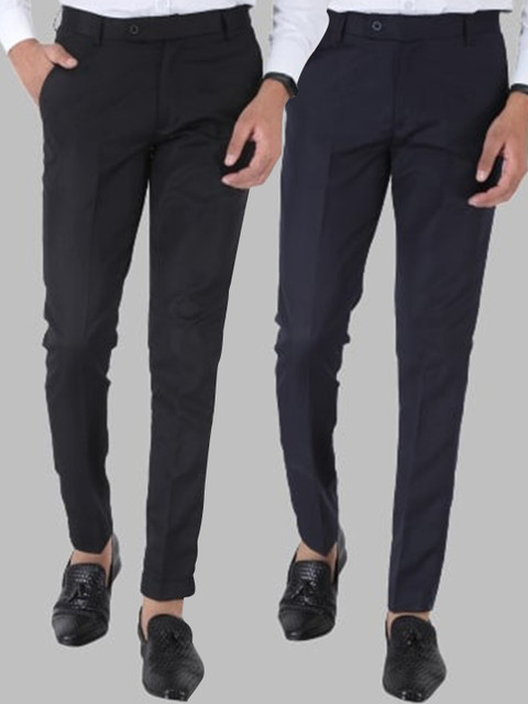 Srey trends Men Pack of 2 Navy Blue & Black Smart Slim Fit High-Rise Formal Trousers
Srey trends Men Pack of 2 Navy Blue & Black Smart Slim Fit High-Rise Formal Trousers
