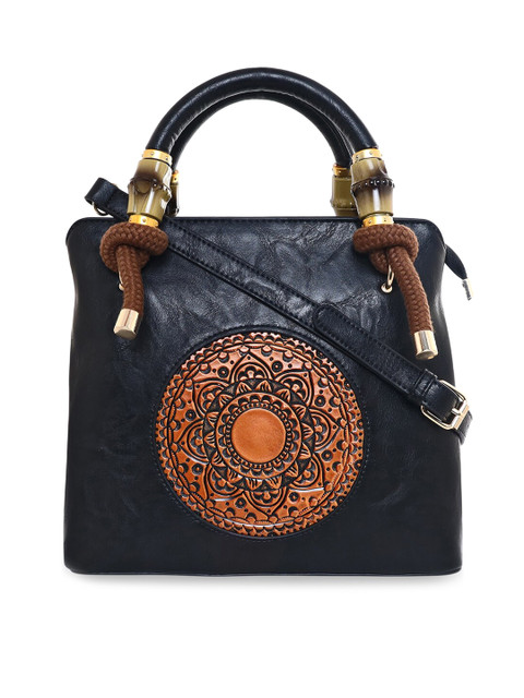 ESBEDA Black Vintage Floral Artisan PU Structured Handheld Bag 
ESBEDA Black Vintage Floral Artisan PU Structured Handheld Bag