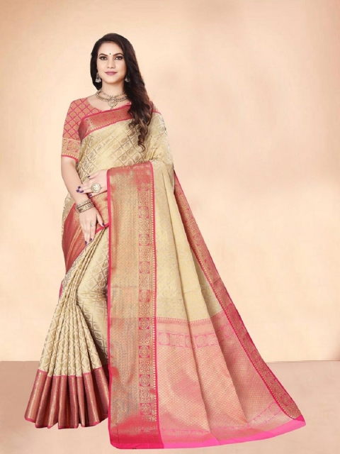 Royal Rajgharana Saree White & Pink Woven Design Zari Silk Blend Kanjeevaram Sarees
Royal Rajgharana Saree White & Pink Woven Design Zari Silk Blend Kanjeevaram Sarees