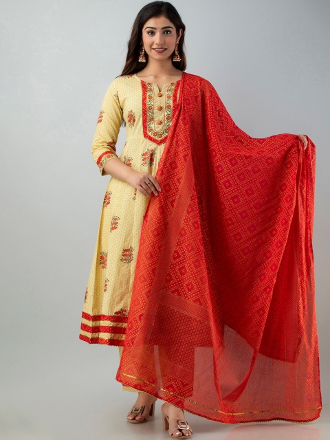 Charu Women Yellow Floral Embroidered Pure Cotton Kurta with Salwar & With Dupatta
Charu Women Yellow Floral Embroidered Pure Cotton Kurta with Salwar & With Dupatta