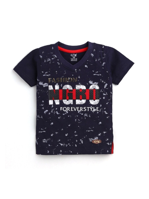 Hopscotch Boys Blue Printed T-shirt