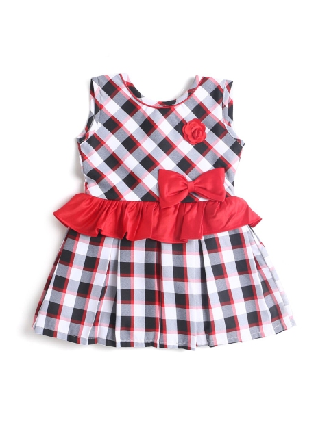 Hopscotch Girls Red & White Checked Cotton Dress