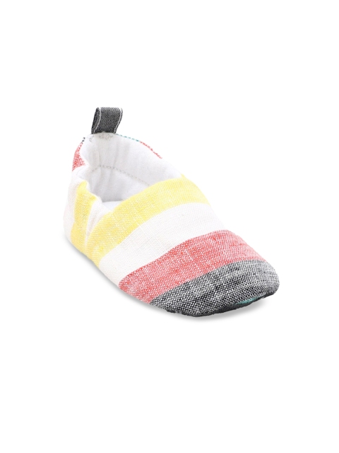 Hopscotch Infant Grey Stripes Printed Booties