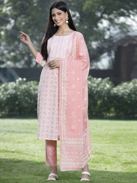 Juniper Women Peach-Coloured Ethnic Motifs Printed Kurta with Palazzos & With Dupatta
Juniper Women Peach-Coloured Ethnic Motifs Printed Kurta with Palazzos & With Dupatta