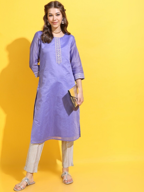 Vishudh Women Purple Printed Kurta