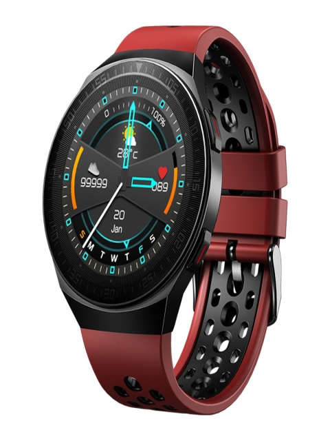 SHOPEVOLVES Unisex Red & Black Solid Smart Watch