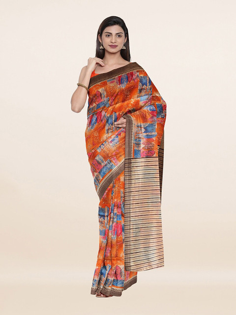 Pothys Orange & Blue Floral Saree
Pothys Orange & Blue Floral Saree