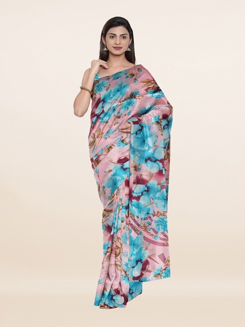 Pothys Pink & Blue Floral Saree