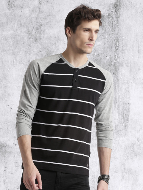 Roadster Men Black & White Striped Henley Neck T-shirt
Roadster Men Black & White Striped Henley Neck T-shirt