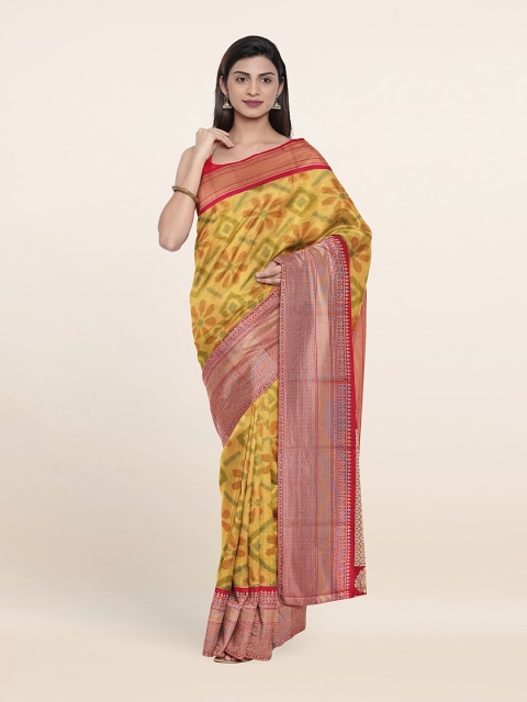 Pothys Yellow & Red Zari Pure Silk Saree