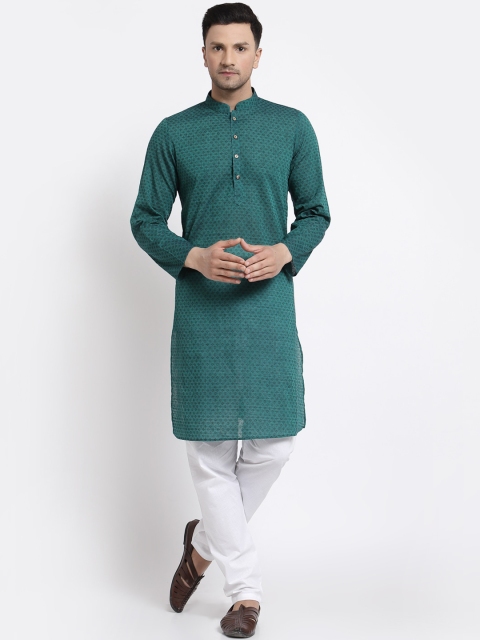 MOHANLAL SONS Men Teal Printed Kurta with Pyjamas