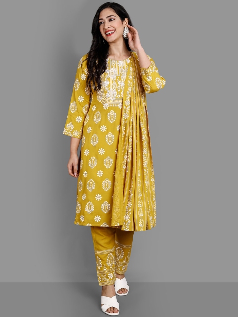 Ziva Fashion Women Yellow Floral Embroidered Panelled Kurta with Churidar & With Dupatta
Ziva Fashion Women Yellow Floral Embroidered Panelled Kurta with Churidar & With Dupatta