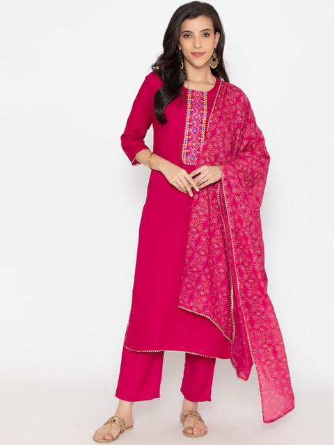 SAABHI Women Pink Ethnic Motifs Pleated Kurta with Dhoti Pants
SAABHI Women Pink Ethnic Motifs Pleated Kurta with Dhoti Pants