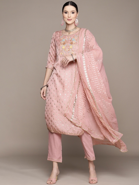 Ishin Women Pink Floral Embroidered Beads and Stones Kurta with Trousers & With Dupatta
Ishin Women Pink Floral Embroidered Beads and Stones Kurta with Trousers & With Dupatta