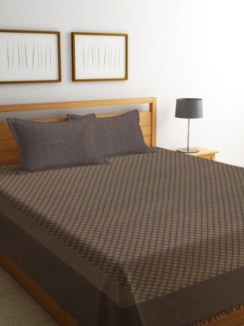 NEUDIS Brown & Beige Hand Woven Jacquard Premium Cotton 349 GSM Double Queen Bed Cover With 2 Pillow Covers
NEUDIS Brown & Beige Hand Woven Jacquard Premium Cotton 349 GSM Double Queen Bed Cover With 2 Pillow Covers