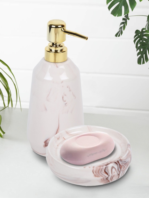 House Of Accessories Set Of 2 Pink Solid Bathroom Accessories