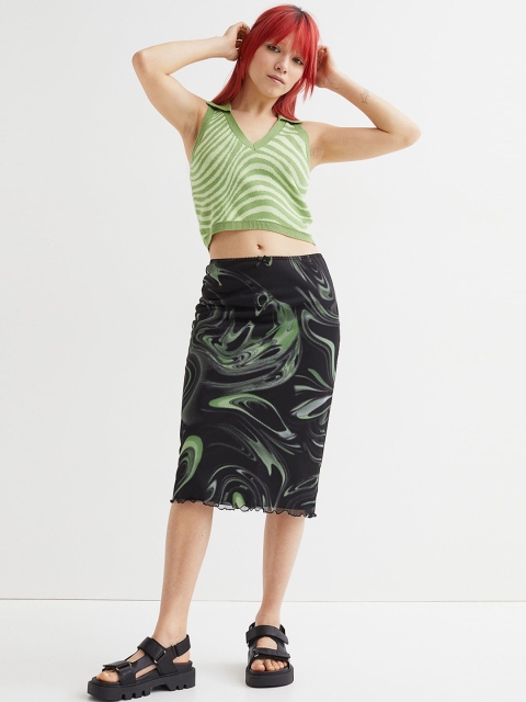 H&M Women Black Mesh Skirt