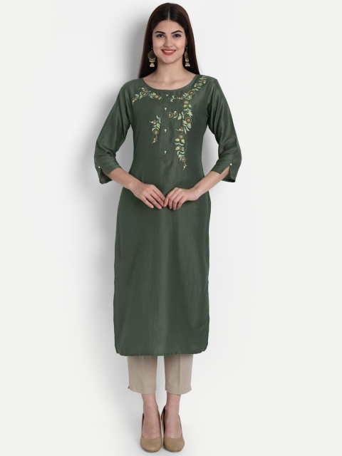 7Threads Women Green Kurta