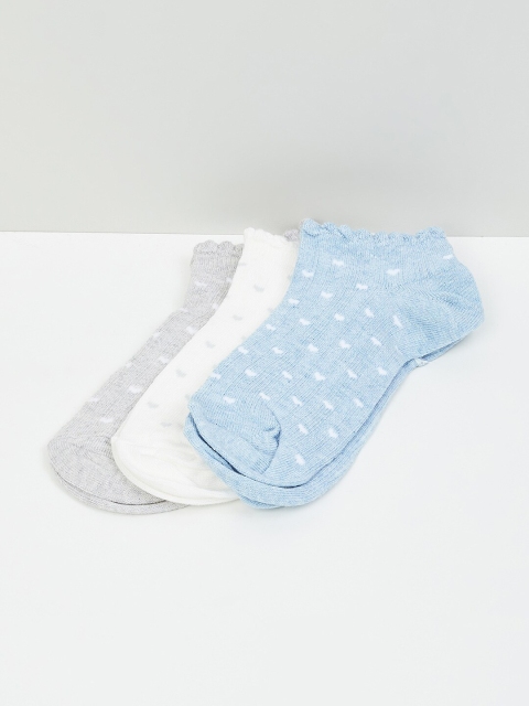 max Women Pack of 3 assorted cotton ankle-length socks, Multi