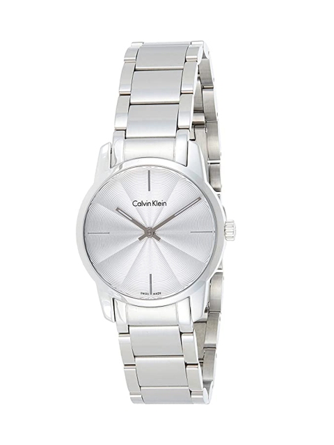 Calvin Klein Women Silver-Toned Dial & Bracelet Style Straps Analogue Watch K2G23146
Calvin Klein Women Silver-Toned Dial & Bracelet Style Straps Analogue Watch K2G23146